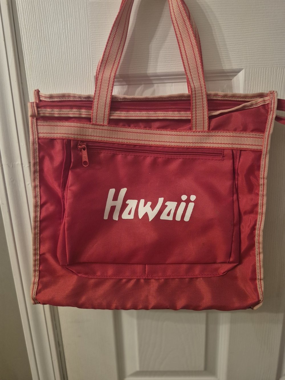 Red Hawaii Canvas Tote Bag with Dual Straps - Picture 6 of 11